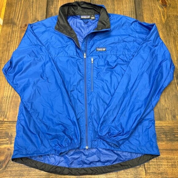 Patagonia Mens L Blue Lightweight Full Zip Windbreaker Jacket Packable - Picture 1 of 7